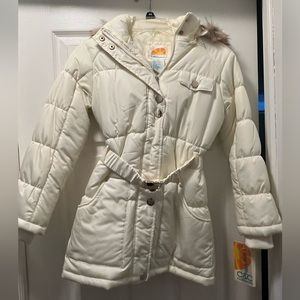 C & C California cream coat, girls size 10 with belt and gold accents.